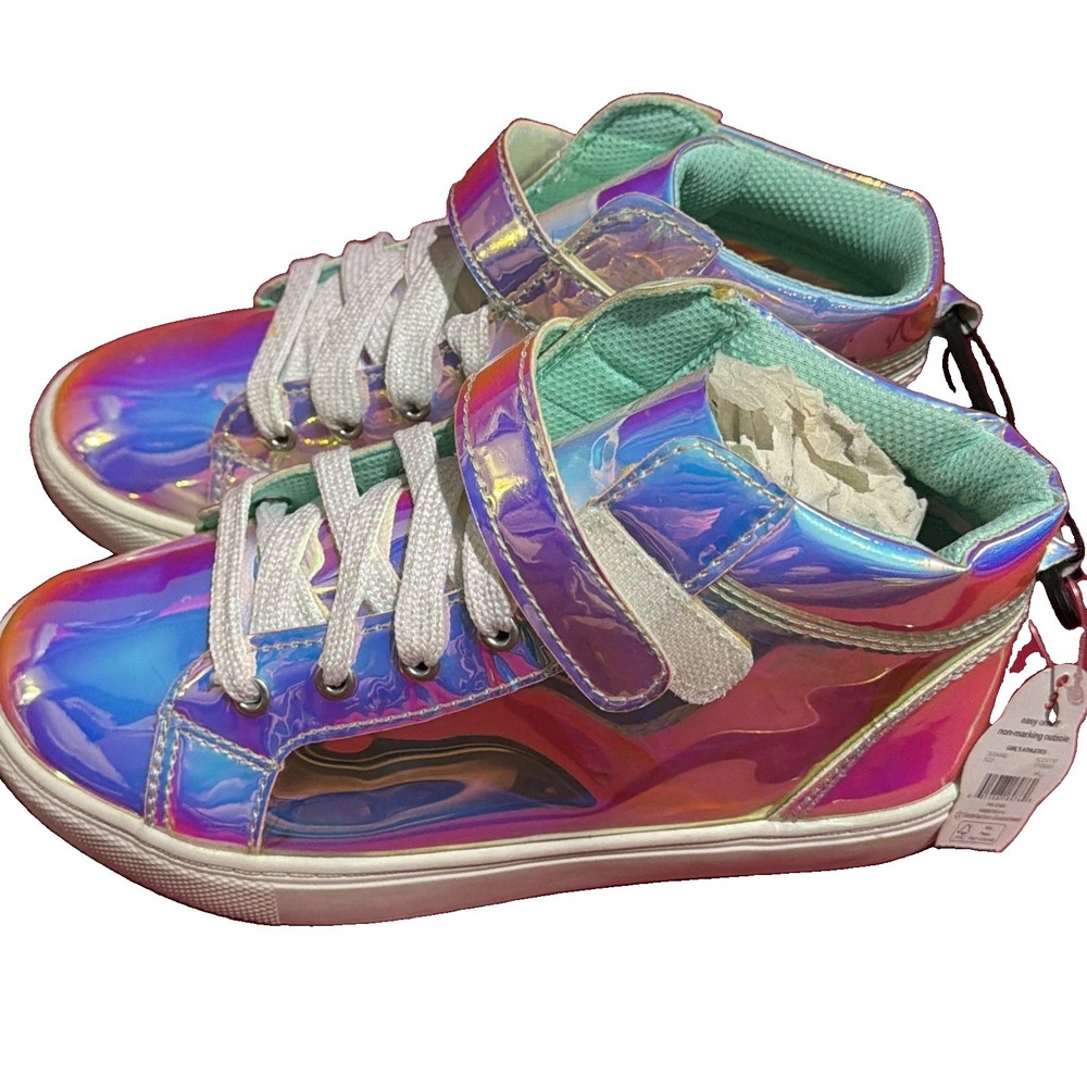 Wonder Nation Girls Athletic Iridescent Shoes Non-Marking Outsoles Size 3